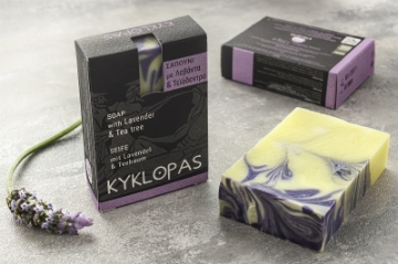 Handmade Olive Oil Soap with lavender & tea tree 120g Kyklopas Handmade Olive Oil Soap with lavender & tea tree 120g Kyklopas
