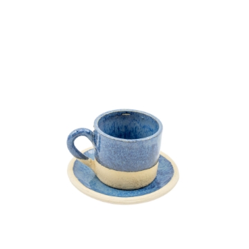 Handcrafted Stoneware Ceramic Coffee Cup with Saucer Handcrafted Stoneware Ceramic Coffee Cup with Saucer