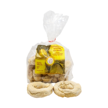 Authentic Cretan Rusk on Wooden Board Traditional Cretan rusk displayed on a rustic wooden board