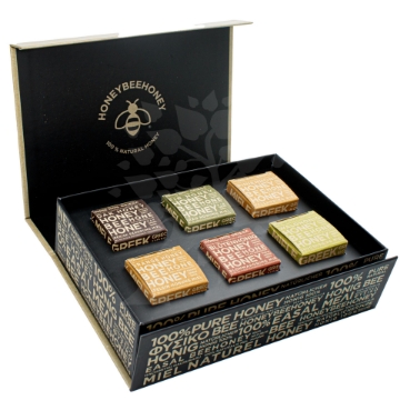 Griekse Honing Geschenkdoos - Ruwe Luxe Assortiment: Den, Spar, Sinaasappel & Meer, 6 x 50g