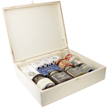 Elenianna Luxe Griekse Geschenkmand – Gourmet Food & Spirit Houten Doos