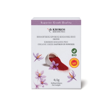 Krokos Kozanis Biologisch Grieks Saffraanpoeder – 0,5 g BOB Rood Goud | Premium, met de hand geplukte gourmet specerij, gezondheidskruid met een hoog safranalgehalte, authentieke Griekse rode saffraan voor risotto en paella