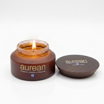 Aurean Golden Vanilla Olive Waxkaars - Warme Amber & Vanille, 200 g | Handgegoten in Griekenland, veganistische plantaardige was met citrus- en jasmijnnoten