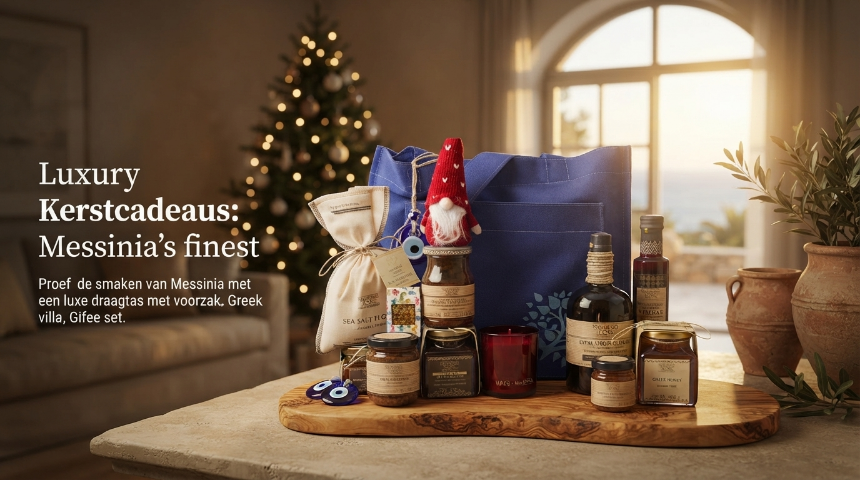 De Kunst van Luxe Kerstcadeaus: Ontdek Messinia's Smaakvolle Schatten met een Exclusieve Draagtas