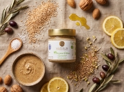 Samynthos MAX Activated Sprouted Raw Tahini, Evros Sesame, 200g on a clean ecommerce background