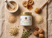 Samynthos MAX Activated Sprouted Raw Tahini, Evros Sesame, 200g on a clean ecommerce background