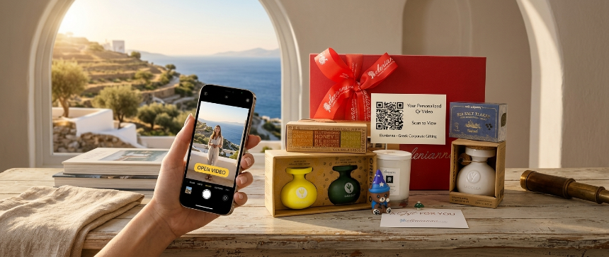 De Kunst van Connectie: Luxe Griekse Relatiegeschenken met Gepersonaliseerde QR-video